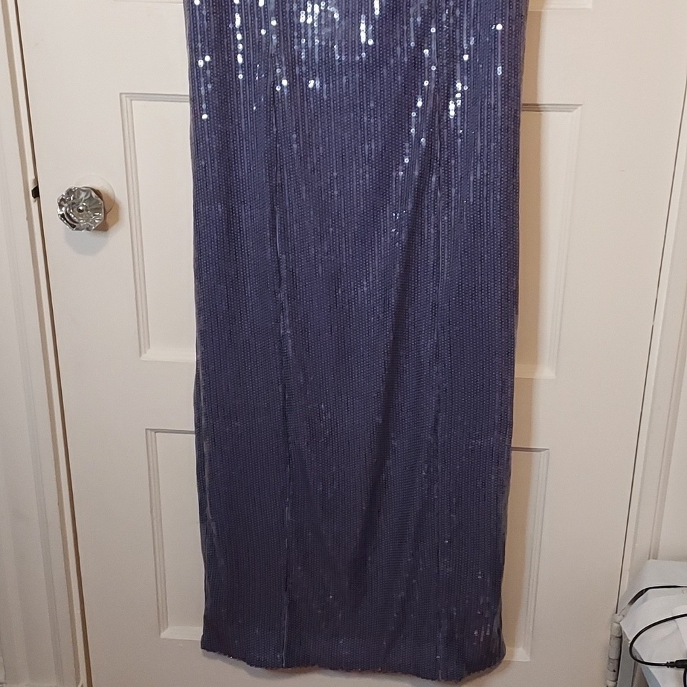 Pilcro Sequin Slim Midi Dress in Blue/Silver - Picture 6 of 16